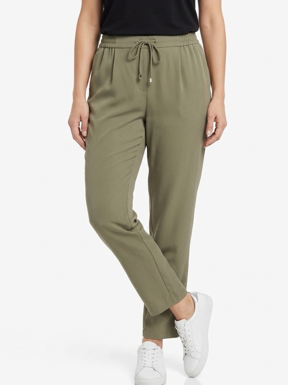 ZARA | Olive Green Pull On Drawstring Pants Relaxed Trousers Women’s Size Large
